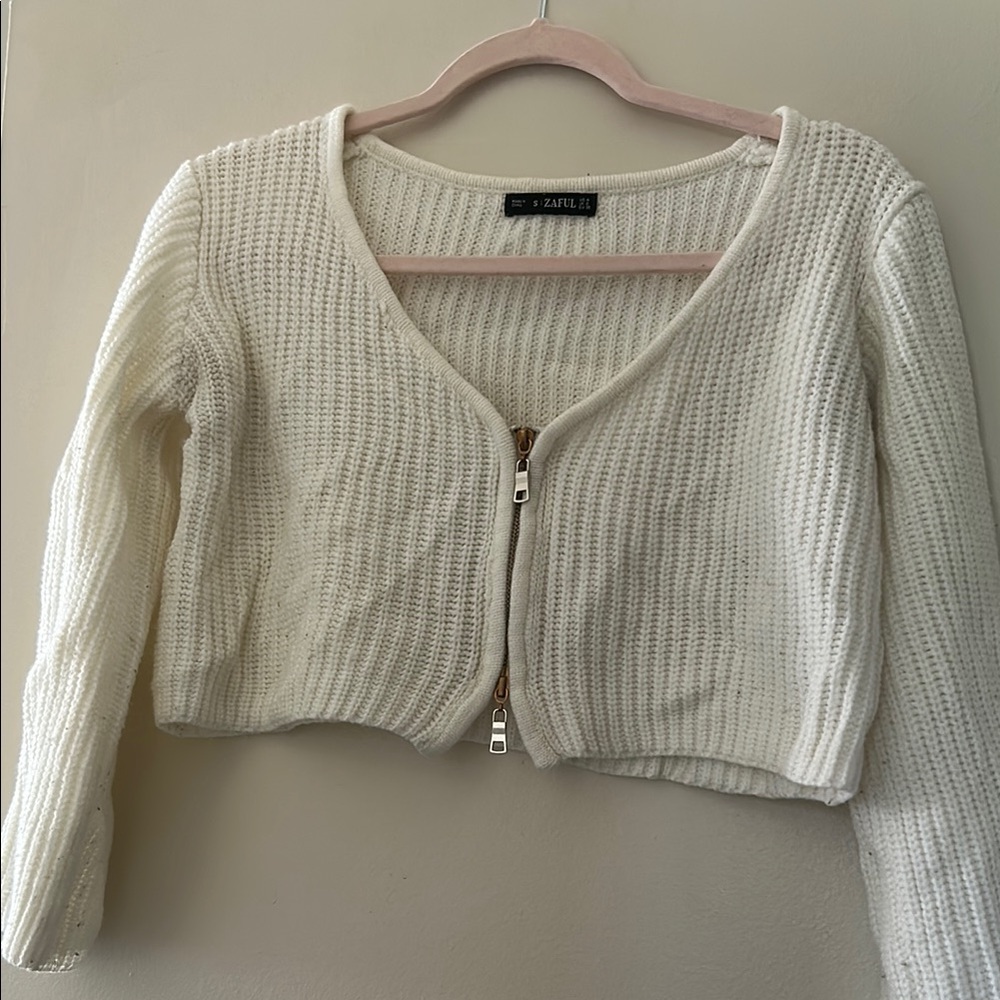 Zaful White Knit Cardigan